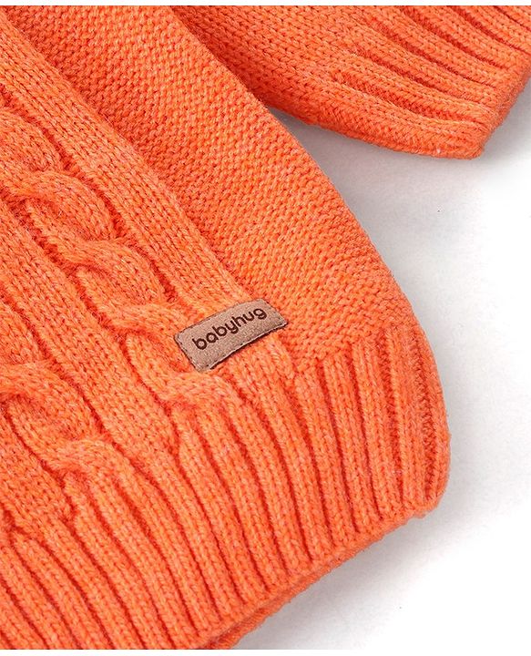 Babyhug Full Sleeves Pullover Sweater - Orange