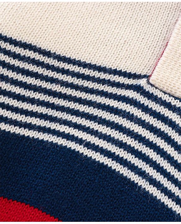 Babyhug Knit Full Sleeves Sweater With Stripe Design - Red