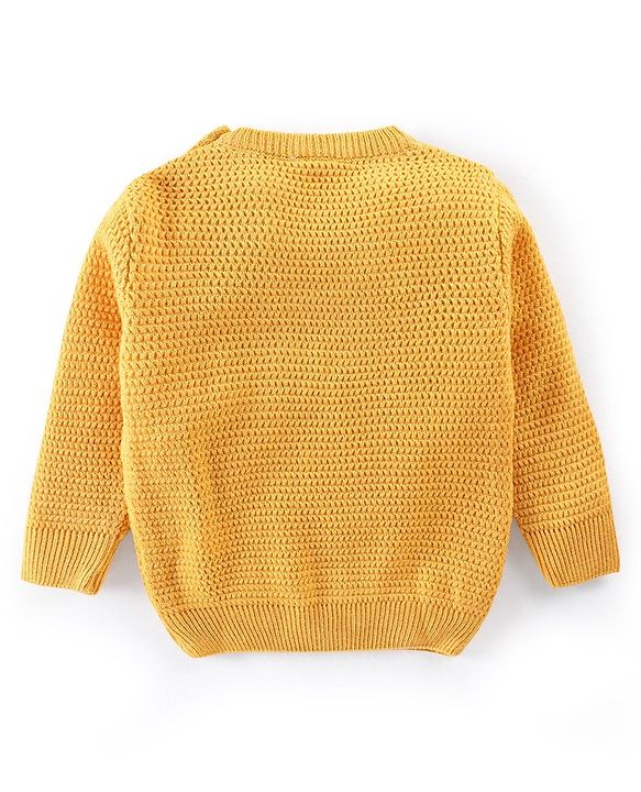 Babyhug Full Sleeves Pullover Sweater with Tiger Print - Mustard