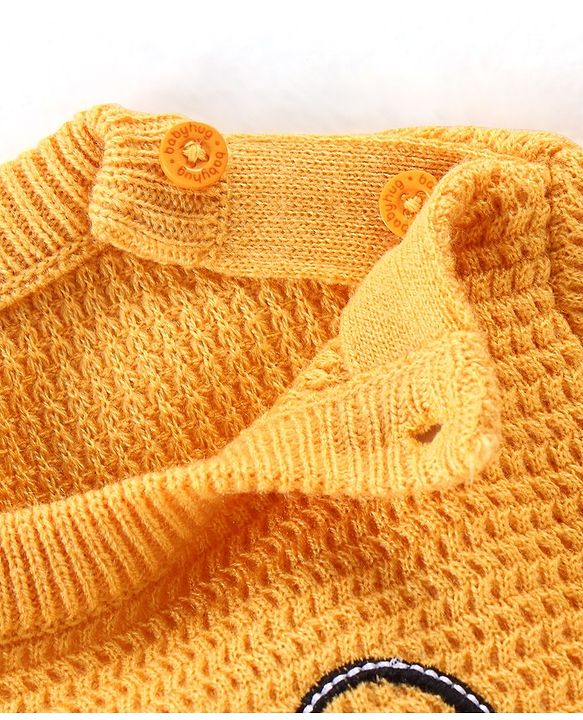 Babyhug Full Sleeves Pullover Sweater with Tiger Print - Mustard