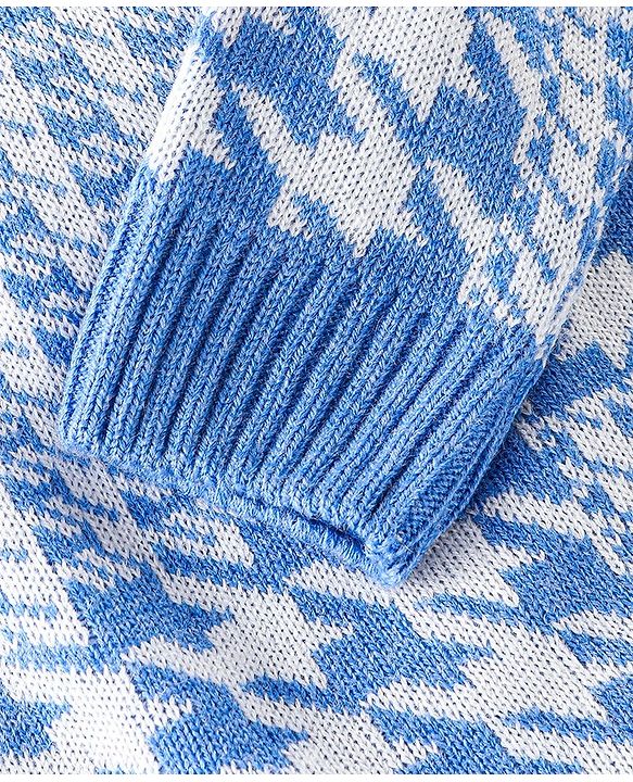 Babyhug Full Sleeves Checked Pattern    Pullovers - Ice Blue