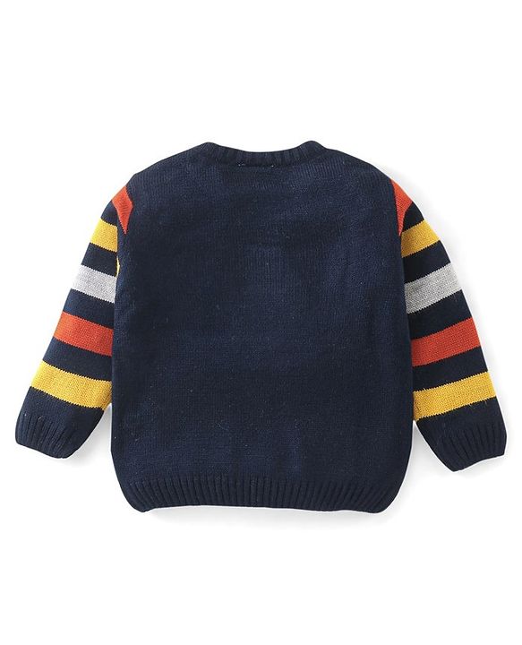 Babyhug Full Sleeves Baby Sweater Set Foxy Design - Navy Blue