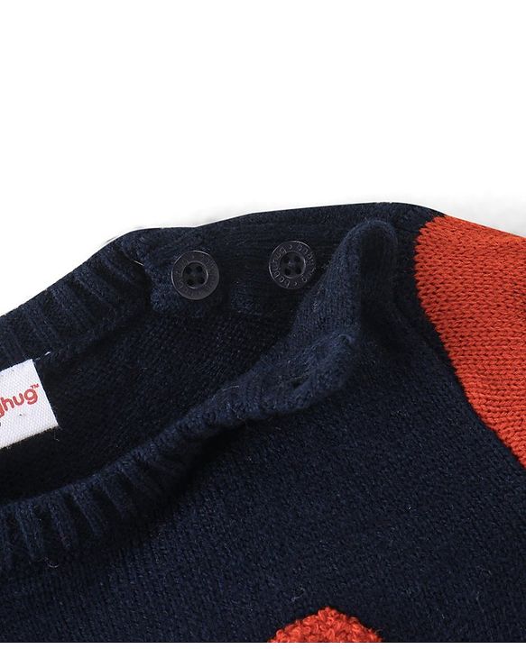 Babyhug Full Sleeves Baby Sweater Set Foxy Design - Navy Blue