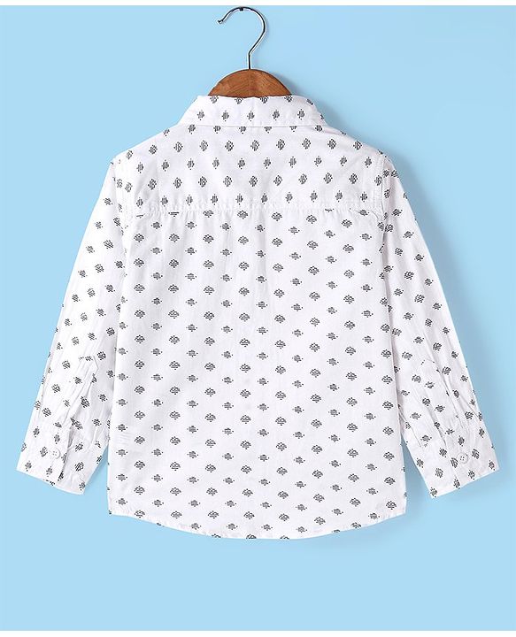 Babyhug 100% Cotton Full Sleeves Printed Shirt - White