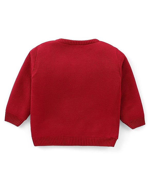 Babyhug  Full Sleeves Sweater Set With Snow Man Design - Red