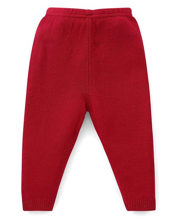 Babyhug  Full Sleeves Sweater Set With Snow Man Design - Red