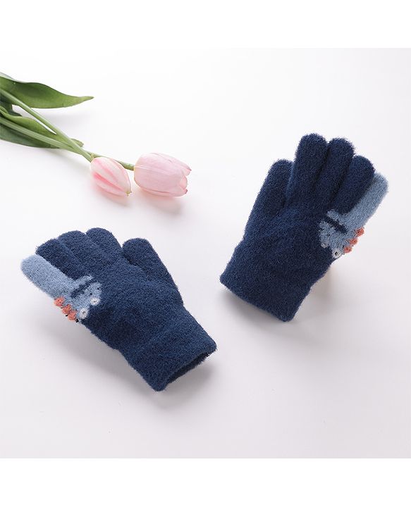 Babyhug Woolen Gloves Pair Dino Design - Navy Blue