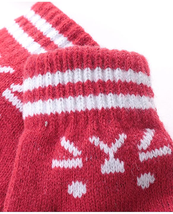 Babyhug Hand Gloves with Kitten Design - Red