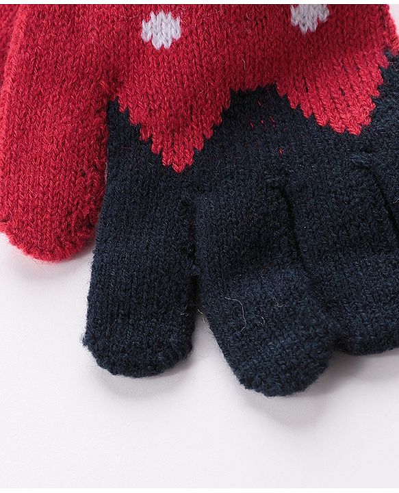 Babyhug Hand Gloves with Kitten Design - Red