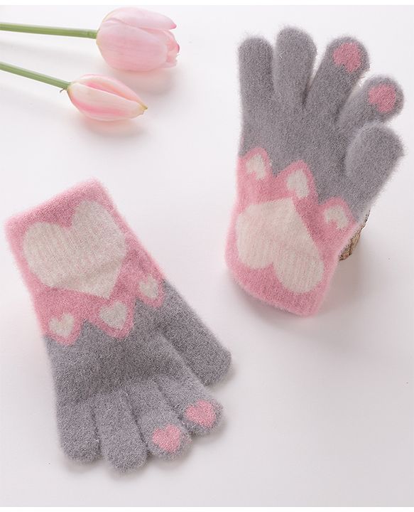Babyhug Gloves With Heart Design - Grey