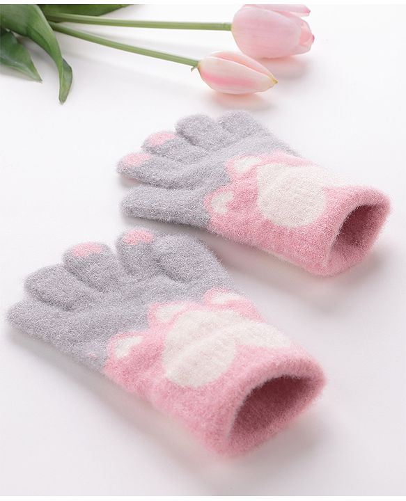 Babyhug Gloves With Heart Design - Grey