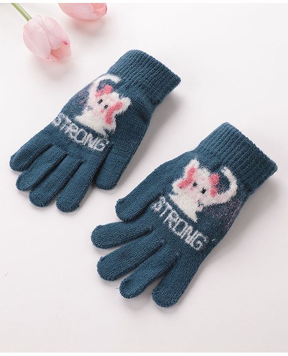Babyhug Gloves Elephant Design- Blue