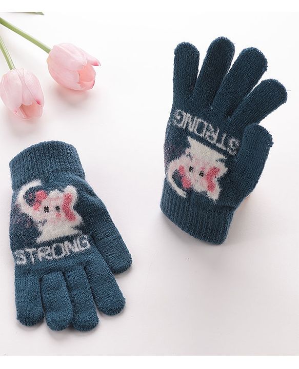 Babyhug Gloves Elephant Design- Blue