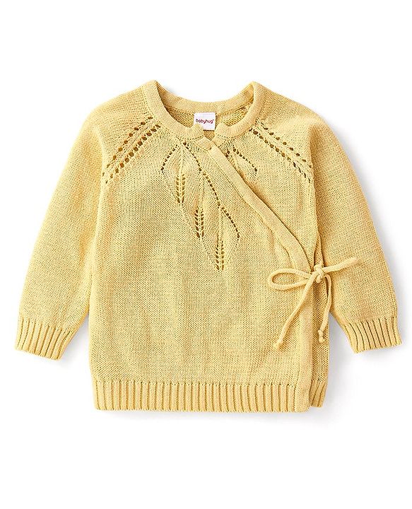 Babyhug Cotton Full Sleeves Sweater Set With Cap & Cable Knit Design - Yellow