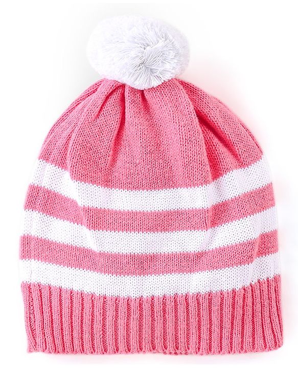 Babyhug Organic Cotton Knit Full Sleeves Sweater Set With Cap Floral Design - Light Pink