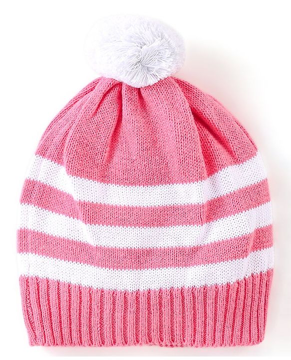 Babyhug Organic Cotton Knit Full Sleeves Sweater Set With Cap Floral Design - Light Pink