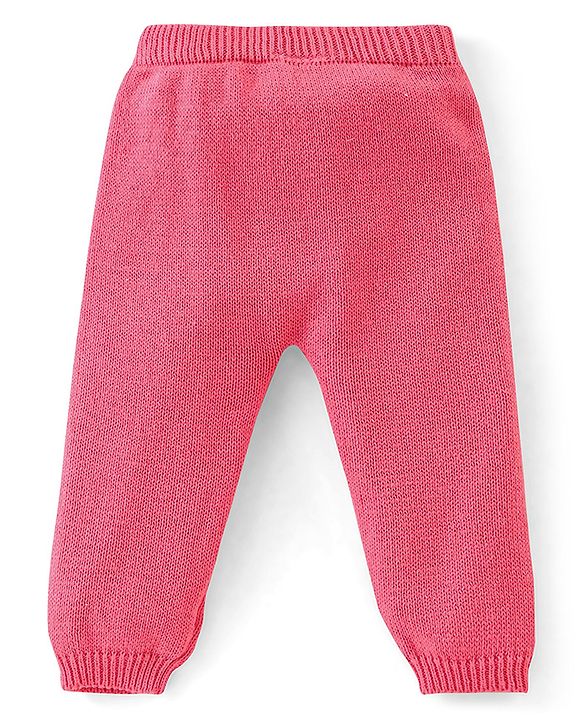 Babyhug Organic Cotton Knit Full Sleeves Baby Sweater Set Snow Flakes Design - Light Pink