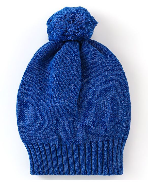 Babyhug Organic Cotton Knit Full Sleeves Sweater Set With Cap Cloud & Sun Design -Blue