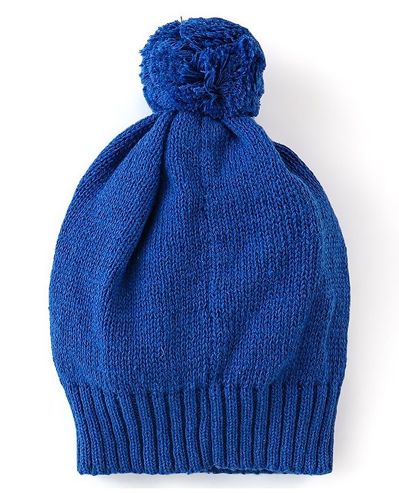 Babyhug Organic Cotton Knit Full Sleeves Sweater Set With Cap Cloud & Sun Design -Blue