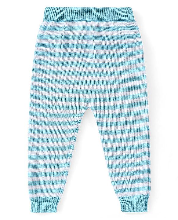 Babyhug Organic Cotton Tiger Embroidered & Striped Sweater Set - Blue