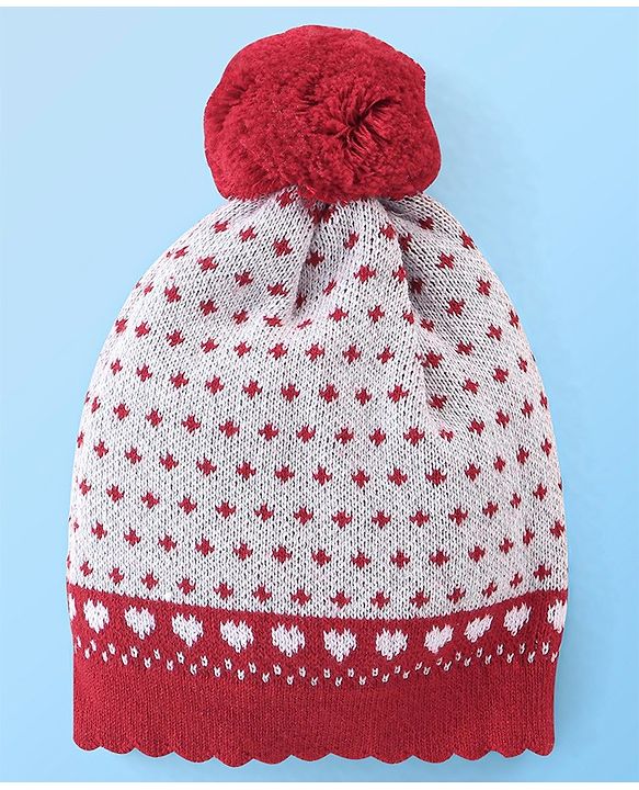 Babyhug Organic Cotton Full Sleeves Heart Design  Sweater Sets - Grey & Red