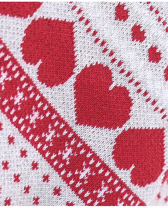 Babyhug Organic Cotton Full Sleeves Heart Design  Sweater Sets - Grey & Red