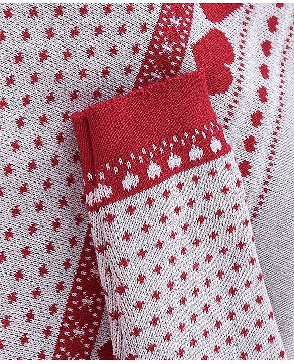 Babyhug Organic Cotton Full Sleeves Heart Design  Sweater Sets - Grey & Red