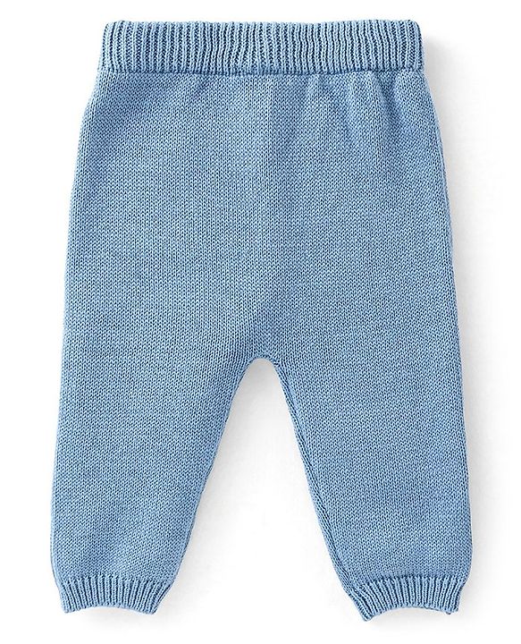 Babyhug Organic Cotton Knit Full Sleeves Sweater Set With Cap Solid Colour Block Design - Multicolour