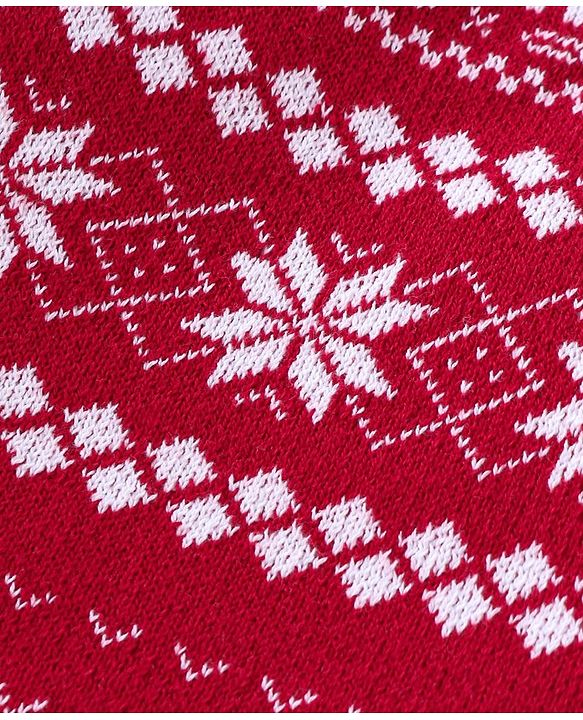Babyhug Organic Cotton Knit Baby Sweater Set Intarsia Design - Red
