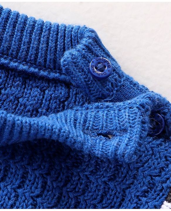 Babyhug Knitted Full Sleeves Checks Sweater - Blue