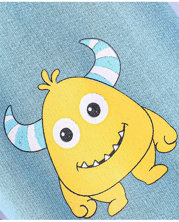 Babyhug Cotton Knit Full Length Lounge Pants Monster Print - Blue