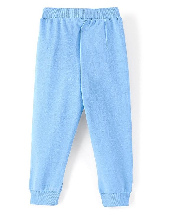 Babyhug Cotton Knit Full Length Lounge Pants Monster Print - Blue
