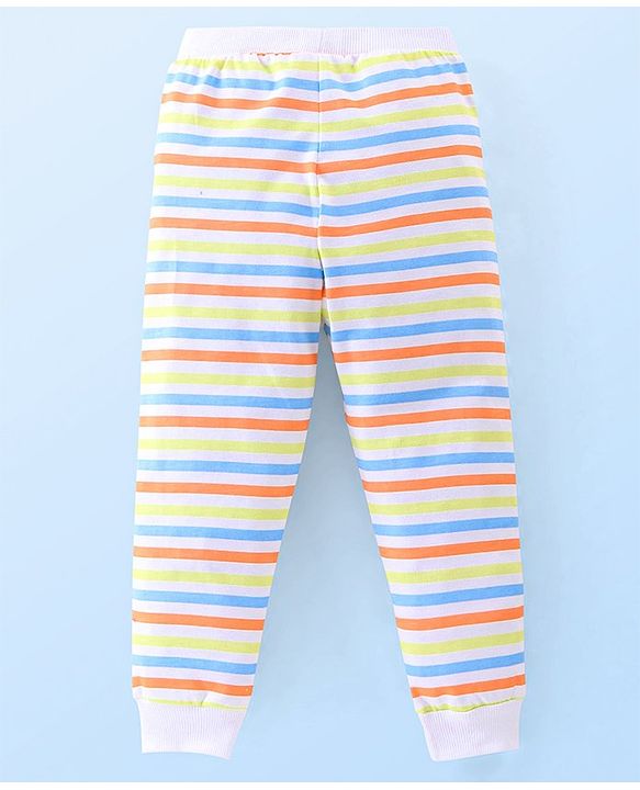 Babyhug Cotton Knit Lounge Pants Stripes Pack of 2 - Light Blue