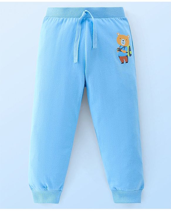 Babyhug Cotton Knit Lounge Pants Stripes Pack of 2 - Light Blue