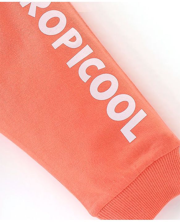 Babyhug Cotton Knit Full Length Lounge Pants Tropical Print Pack of 2 - Peach & Navy