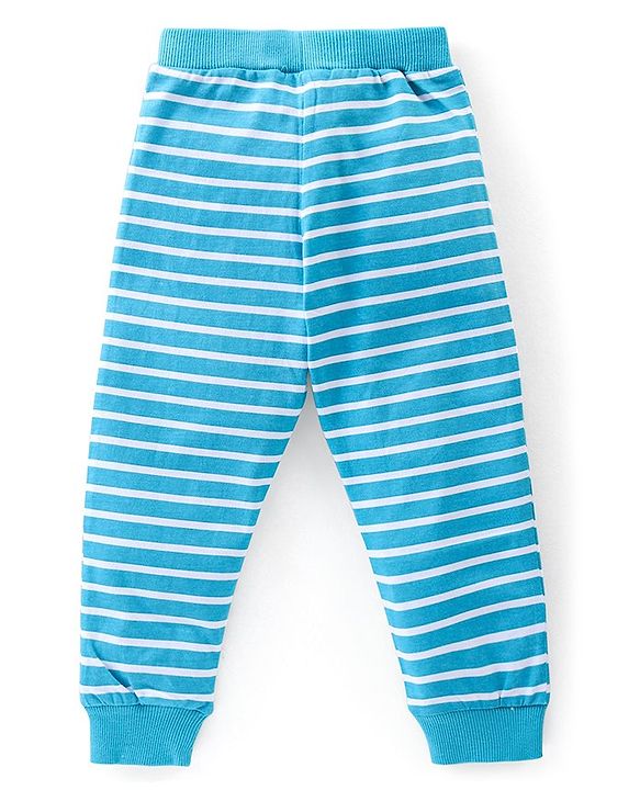 Babyhug Cotton Knit Lounge Pants Dino Print Pack of 2 - Red & Blue