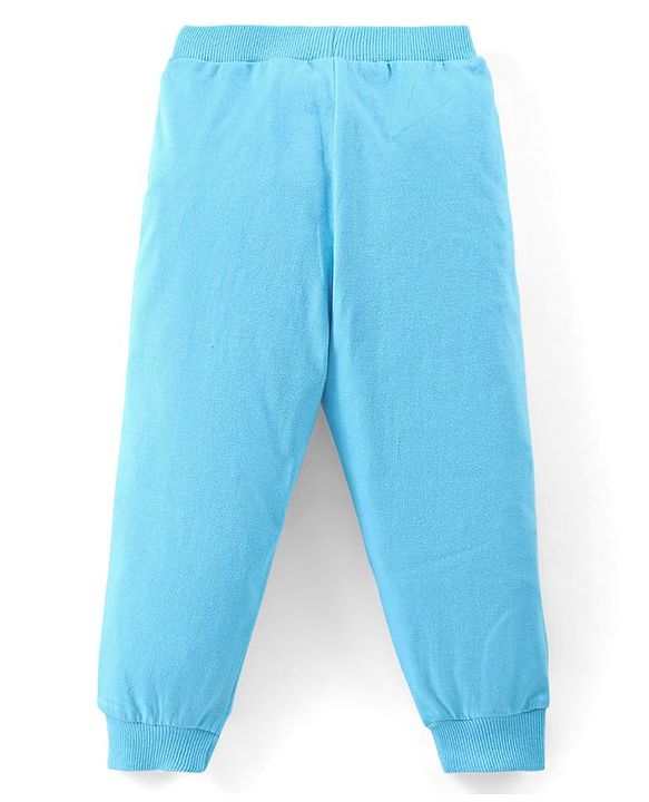 Babyhug Cotton Knit Full Length Lounge Pants Car & Text Print Pack of 2- Blue & Grey