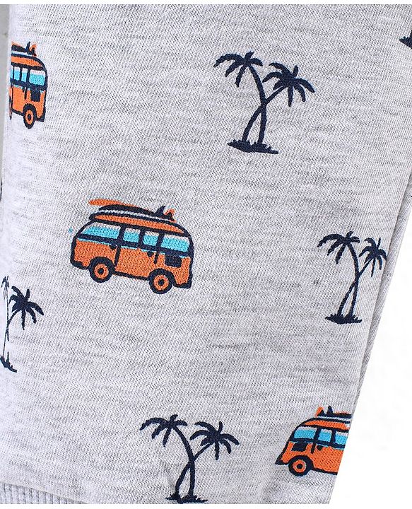 Babyhug Cotton Knit Full Length Lounge Pants Car & Text Print Pack of 2- Blue & Grey