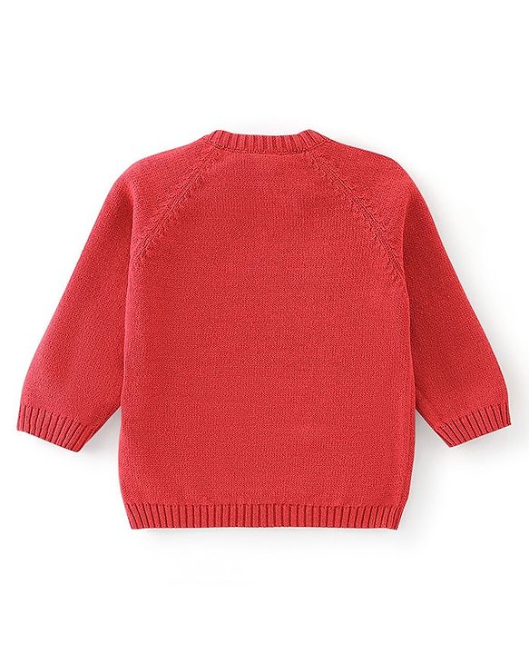 Babyhug Full Sleeves Sweater Set & Cap with Sheep Design - Red