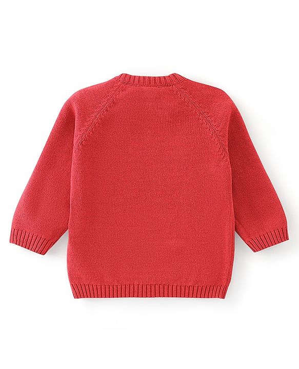 Babyhug Full Sleeves Sweater Set & Cap with Sheep Design - Red