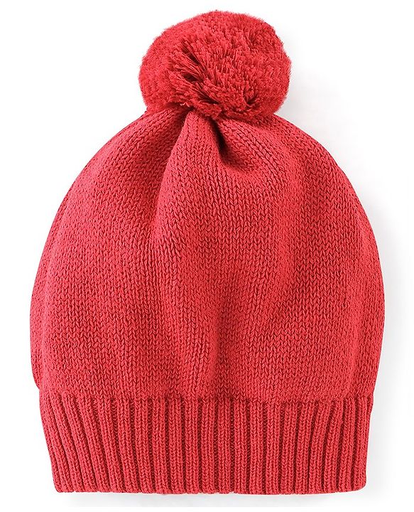 Babyhug Full Sleeves Sweater Set & Cap with Sheep Design - Red