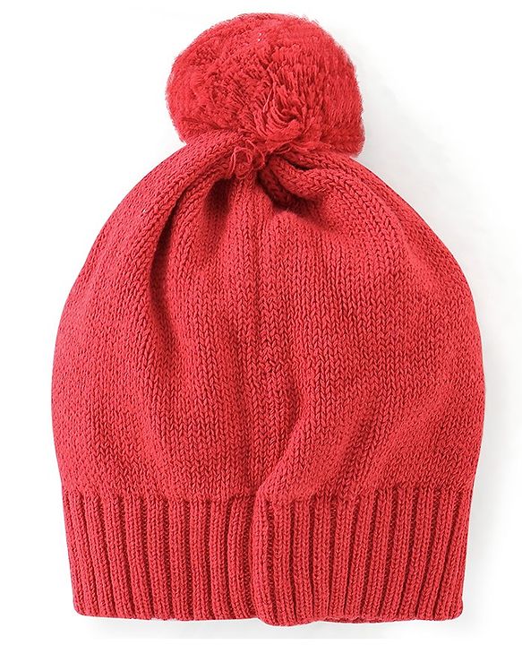 Babyhug Full Sleeves Sweater Set & Cap with Sheep Design - Red