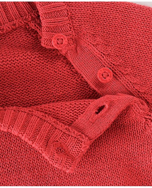 Babyhug Full Sleeves Sweater Set & Cap with Sheep Design - Red