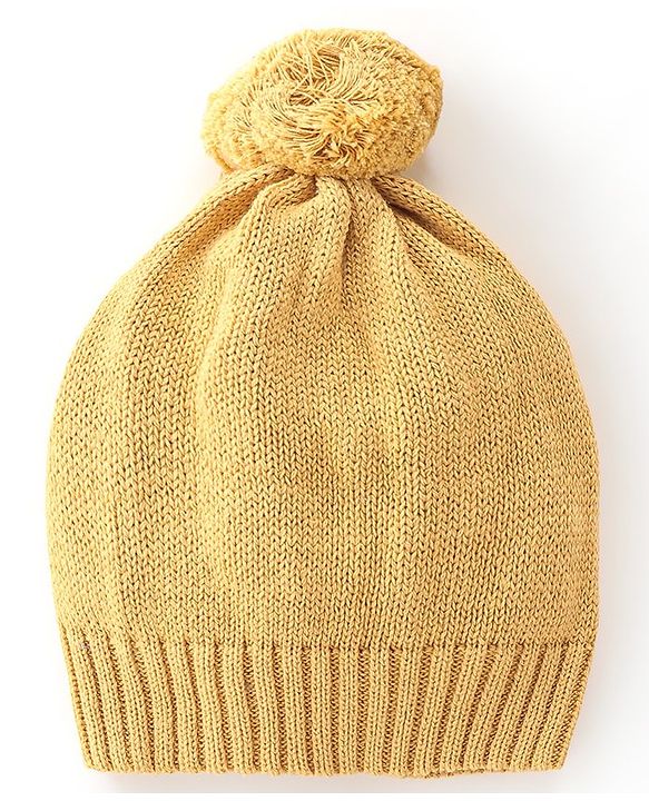 Babyhug Knitted Full Sleeves Striped & Bunny Patch Sweater Set with Cap - Multicolour