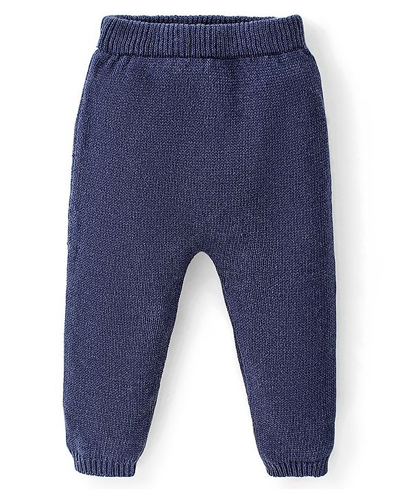 Babyhug Full Sleeves Sweater Set Color Block - Navy Blue