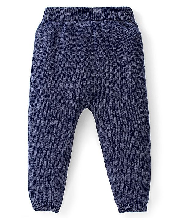 Babyhug Full Sleeves Sweater Set Color Block - Navy Blue
