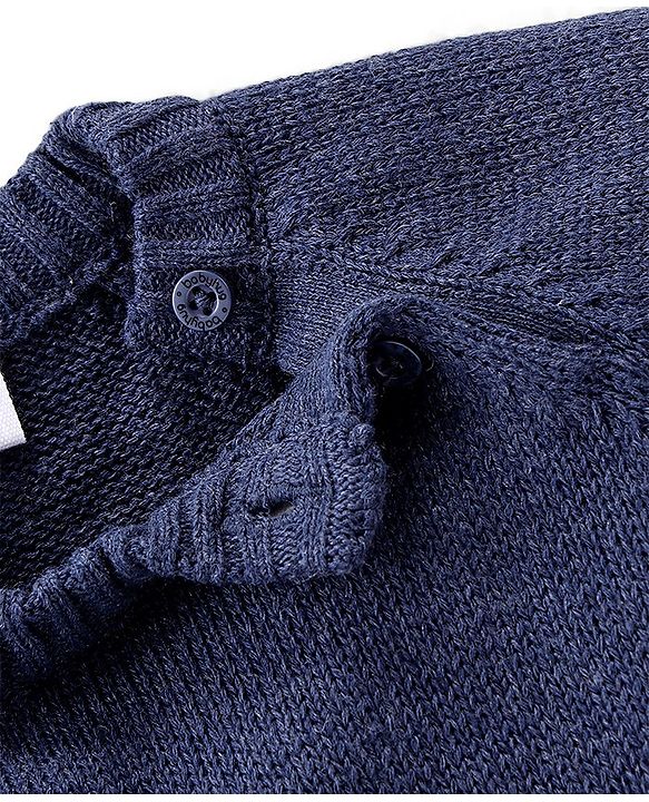 Babyhug Full Sleeves Sweater Set Color Block - Navy Blue