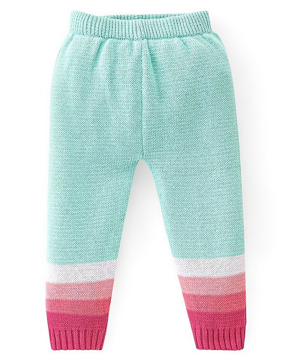 Babyhug Knitted Full Sleeves Striped Sweater Set with Cap - Multicolour