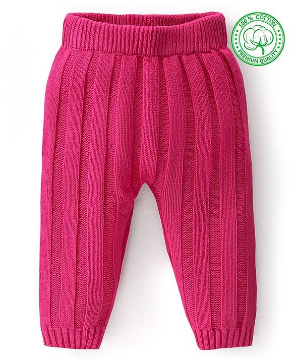 Babyhug Full Length Fleece & Woollen Pant Solid Color - Pink