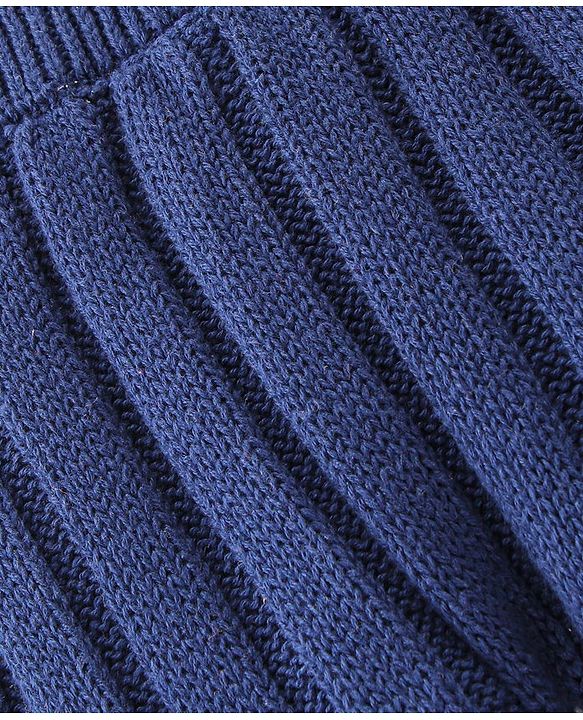 Babyhug Organic Cotton Knit Full Length Solid Colour Fleece & Woollen Pant - Navy Blue